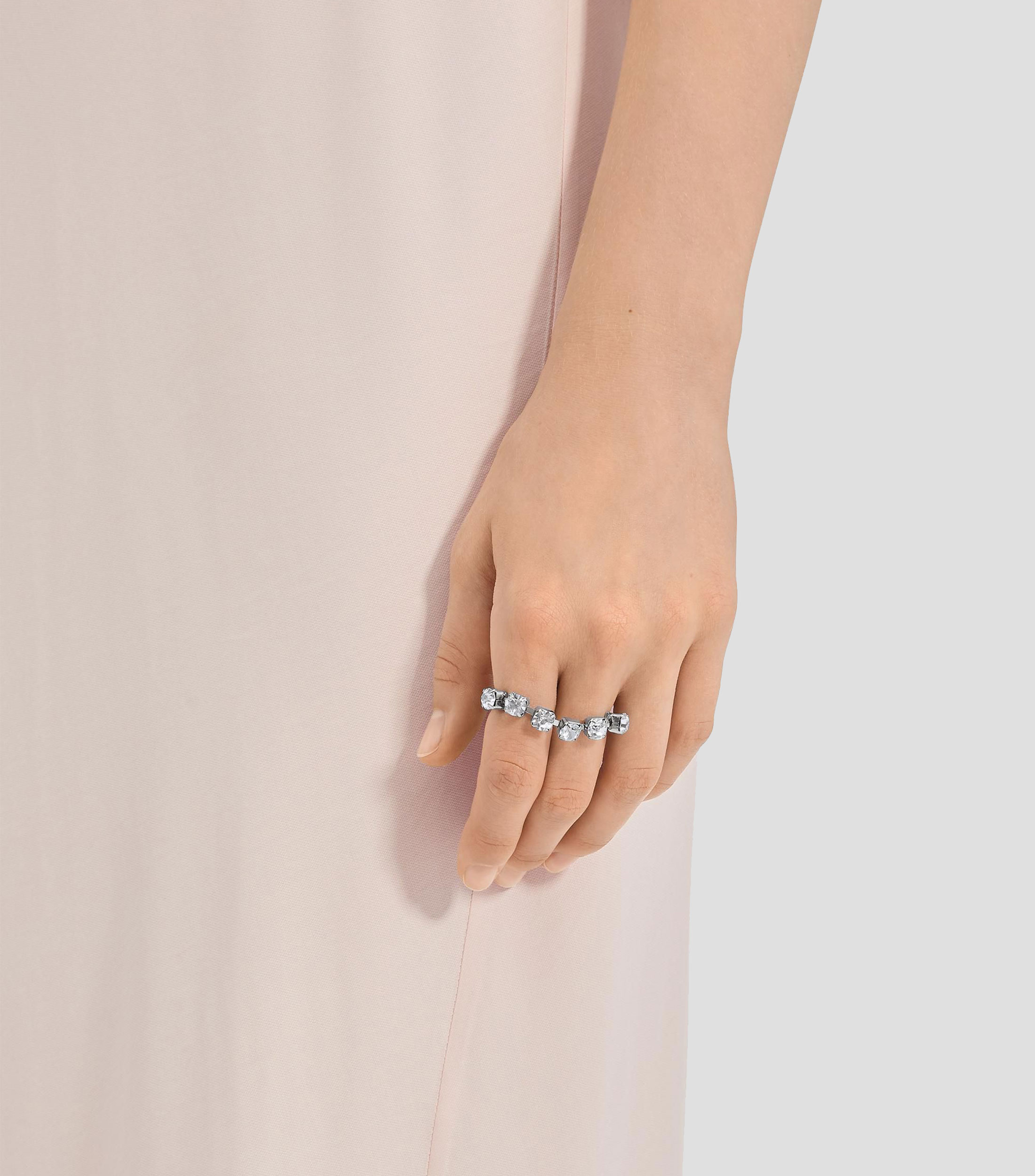 Anillo para dos dedos con diamantes sintéticos Mujer